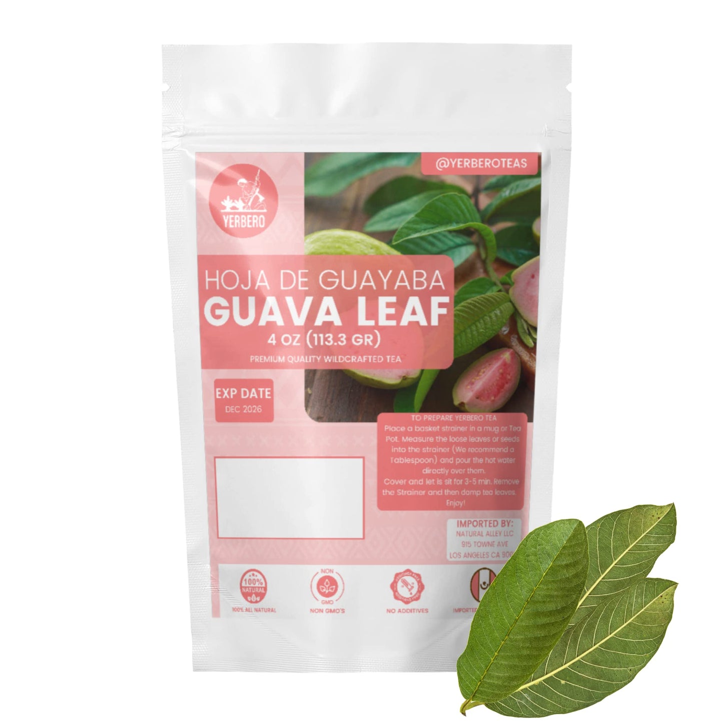 Yerbero - Whole Guava Leaf 4Oz (113G) Herbal Tea (Te Hojas De Guayaba Enteras) | Makes 40+ Cups | Crafted By Nature100% All Natu
