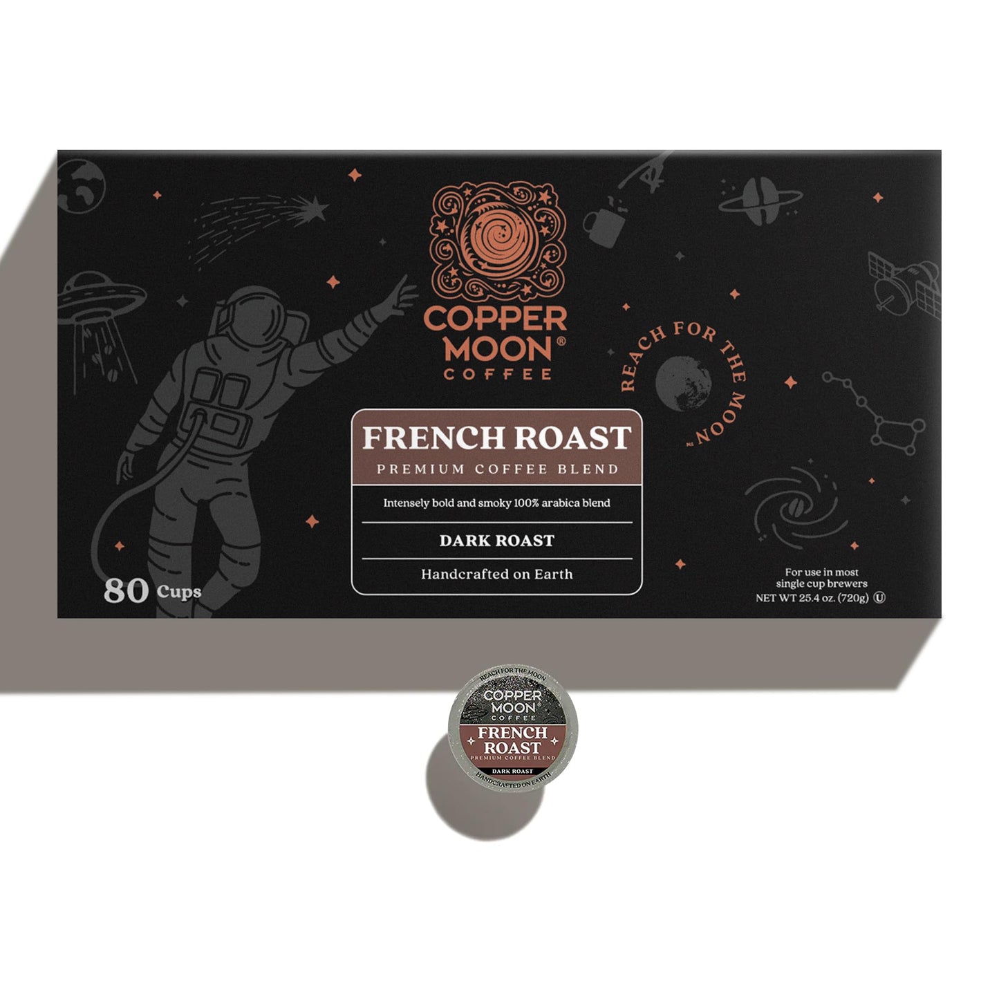 Copper Moon Dark Roast Coffee Pods for Keurig, French Roast Blend, 80 Count
