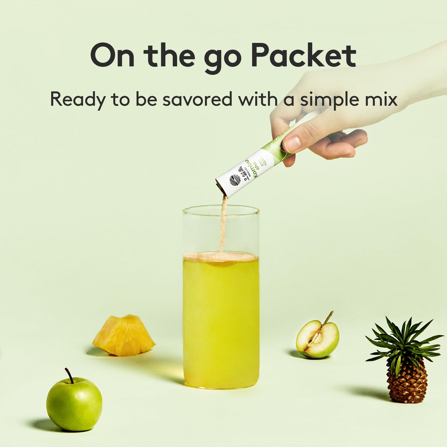 Osulloc Kombucha Tea Applepine (Pineapple & Apple), Electrolytes Powder & Hydration Drinks Packets, No Added Sugar, 10 Sticks, 1