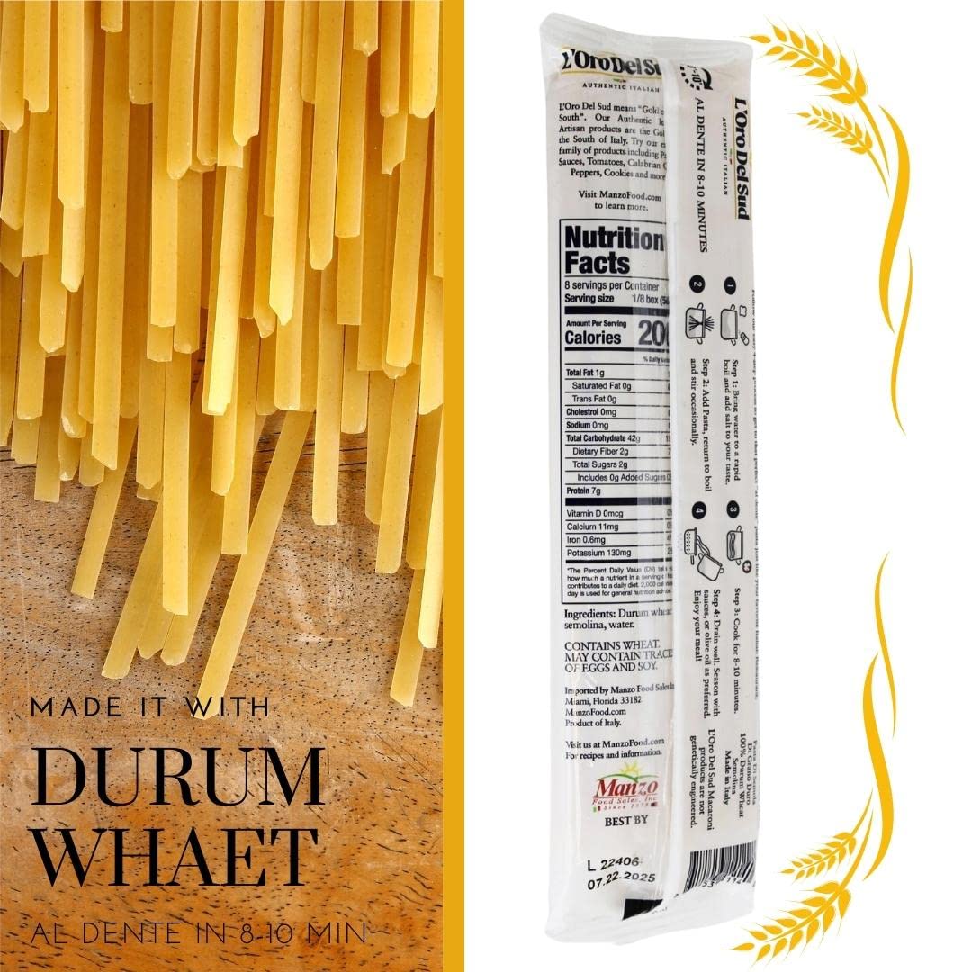 Organic Linguine,100% Durum Wheat, Italian Pasta, Premium Quality Product Of Italy (10 Pack X 16 Oz) Non Gmo, Vegan, Kosher Cert