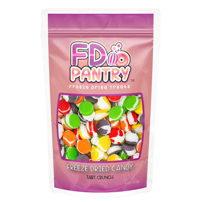Freeze Dried Candy Tarts Crunch: Crunchy Sweetness, 4 oz Flavors: Cherry, Lemon, Lime, Orange, Grape. Tarts Resealable Bag Tangy