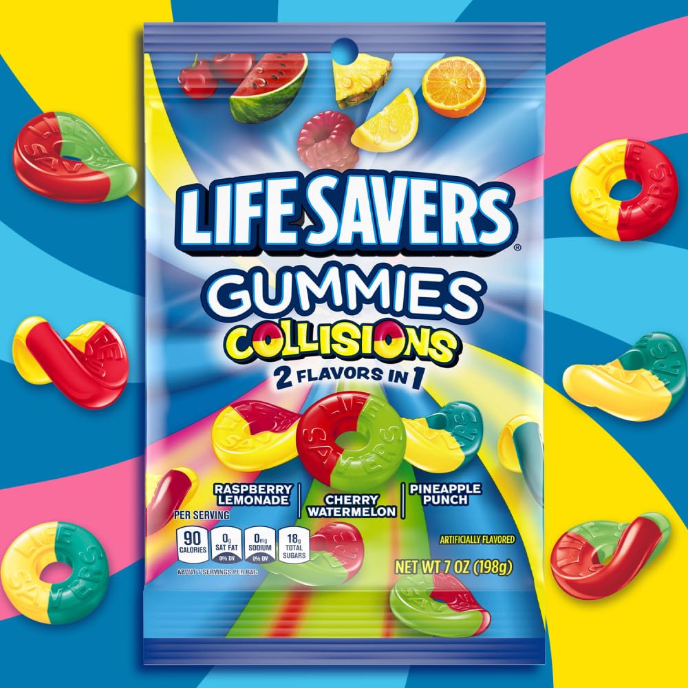 Life Savers Gummies Collisions Gummy Candy, 7 Oz Bag