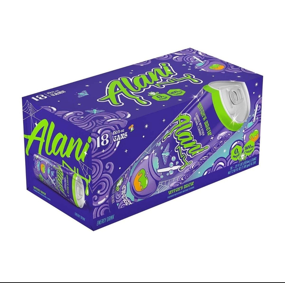 Alani Energy Drink 12 FL Oz Per Can 18 Pack, Witchs Brew