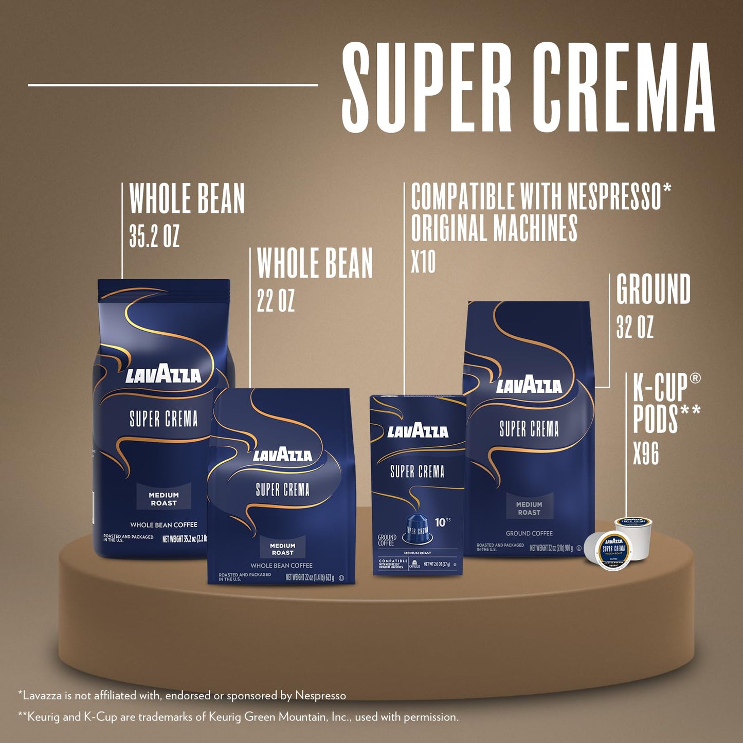 Lavazza Super Crema Espresso - Whole Bean Coffee, 2.2-Pound Bag 2 Pack (Packaging May Vary)