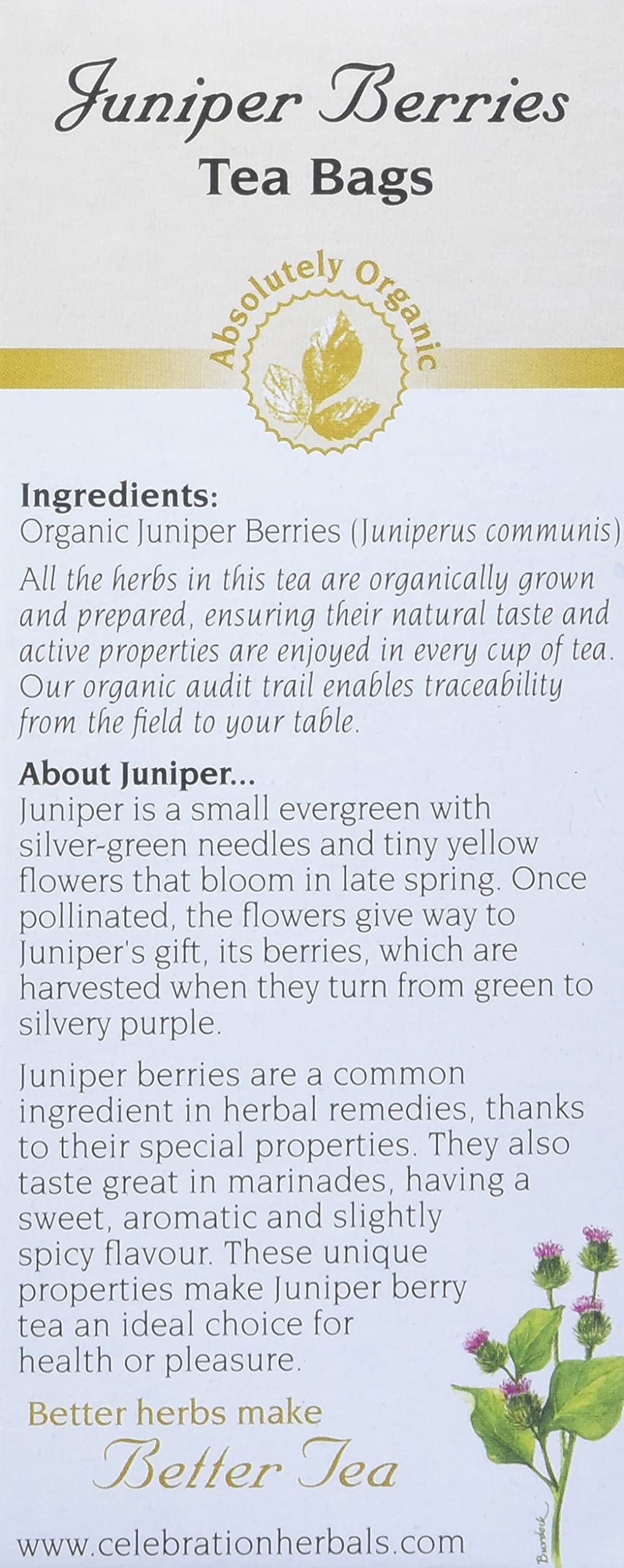 Celebration Herbals Juniper Berries Tea Organic 24 Bag, 0.02 Pound