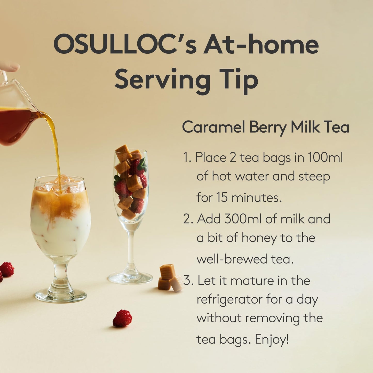 Osulloc Rooibos Caramel Berry Tea (Raspberry Aroma, 10 Count), Decaffeinated Herbal Tea Rooibos Blend, Naturally Sweet Fruit Tea