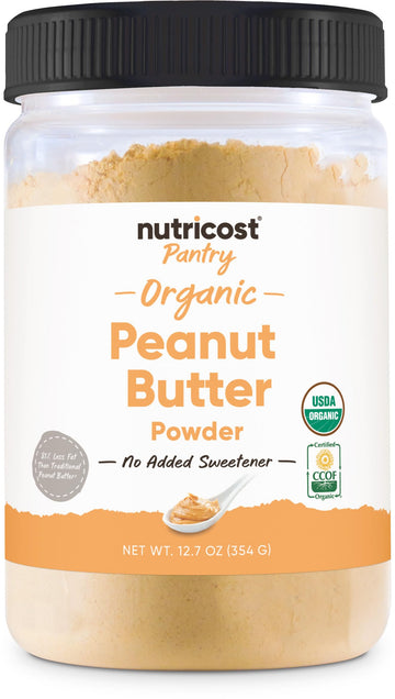 Nutricost Pantry Organic Peanut Butter Flour Powder (30 Servings) (12.6 oz) - No Added Sweetener, No Added Salt, 81% Less Fat Th