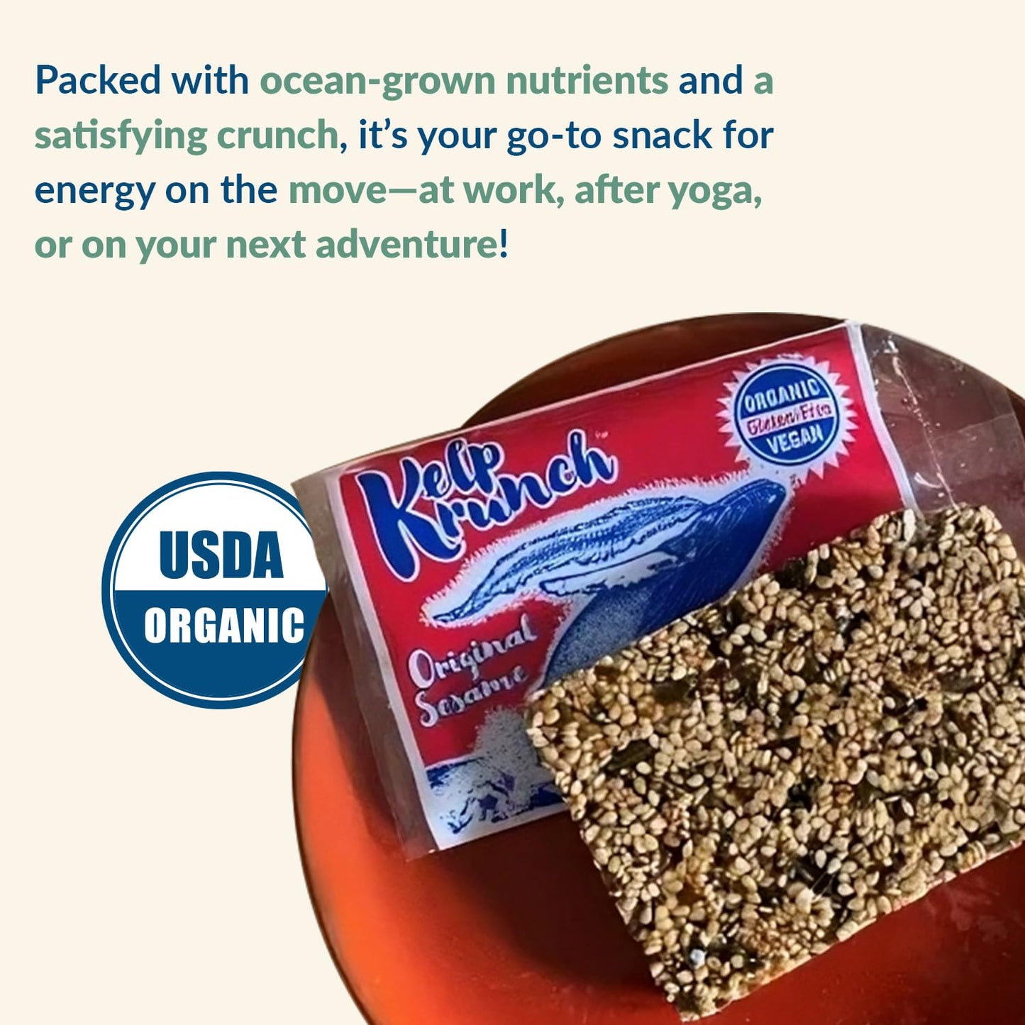 Maine Coast Sea Vegetables Kelp Krunch Ginger Sesame Bars | Organic Sesame Ginger Snacks | Crunchy Seed Bars With Wild-Harvested