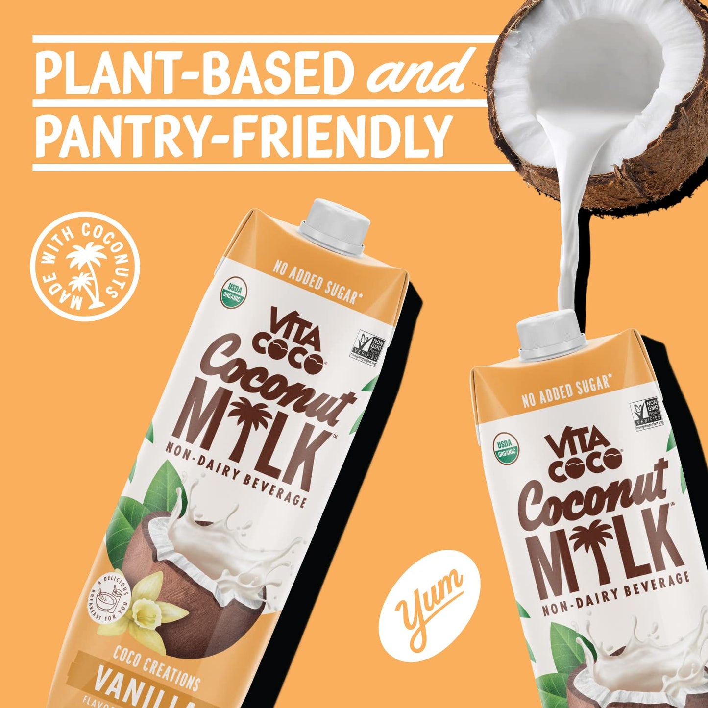 Vita Coco Vanilla Organic Coconut Milk, Plant Based, Dairy Free Milk Alternative - Gluten Free, Soy Free, and Unsweetened - Perf