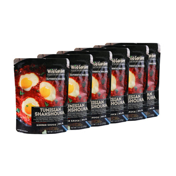 Wild Garden Ready-To-Use Marinade  Gourmet Tunisian Shakshouka Simmer Sauce  Authentic Recipe with No Additives  No Preservatives  Perfect for Eggs! 7.05oz (Pack of 6)