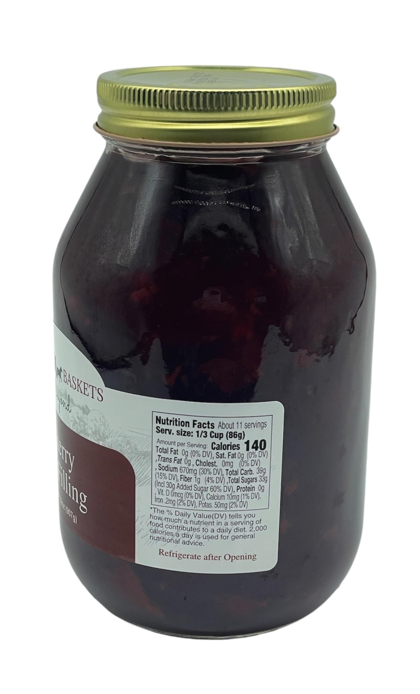 Amish Cherry Pie Filling Non Gmo Vegan All Natural - 32 Oz