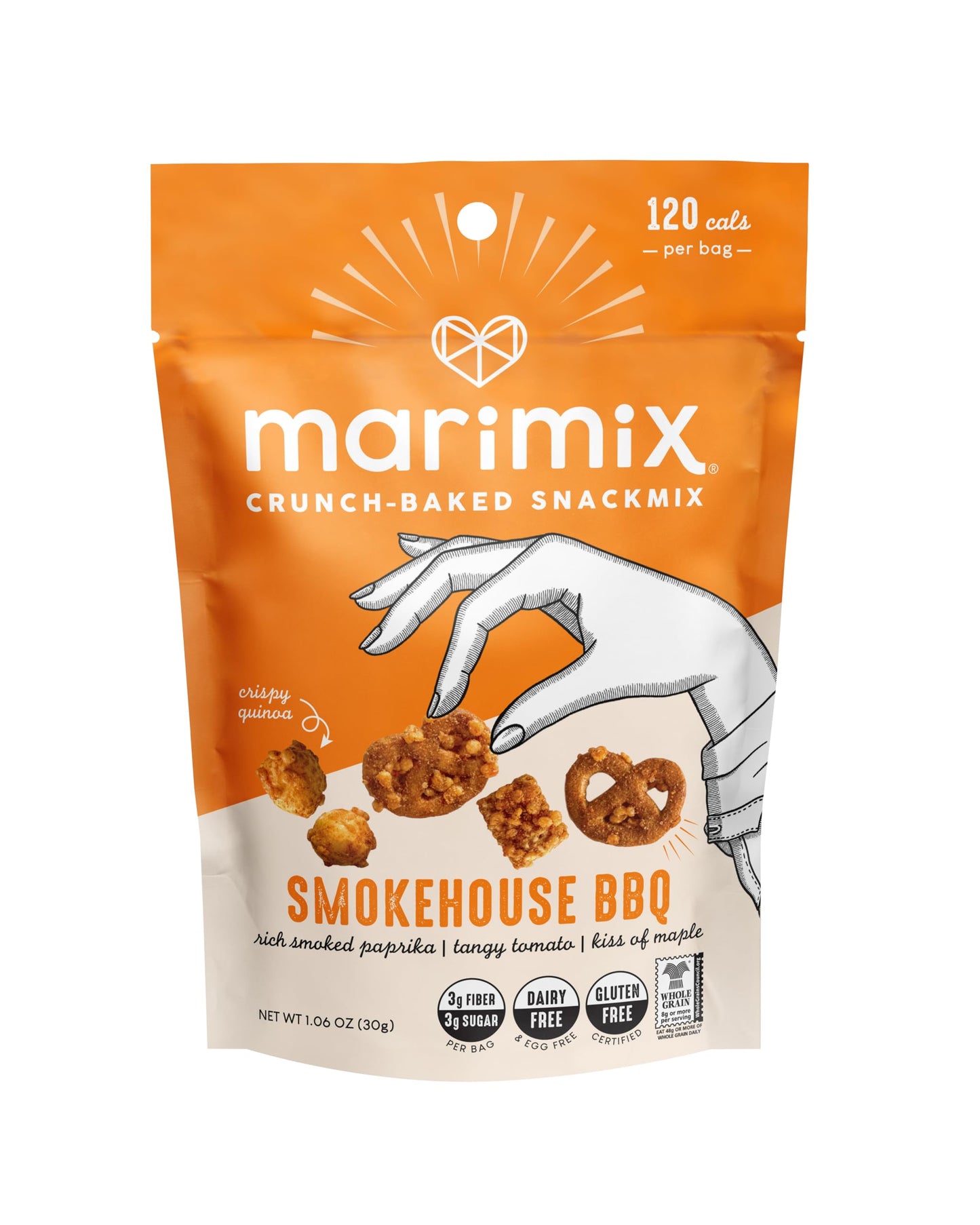 MARIMIX Mini Snack Mix - Smokehouse BBQ Flavor, 6 Pack, 1.06 Ounce Each