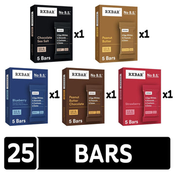RXBAR Protein Bars, Snack Bars, Variety Pack (5 Boxes, 25 Count)