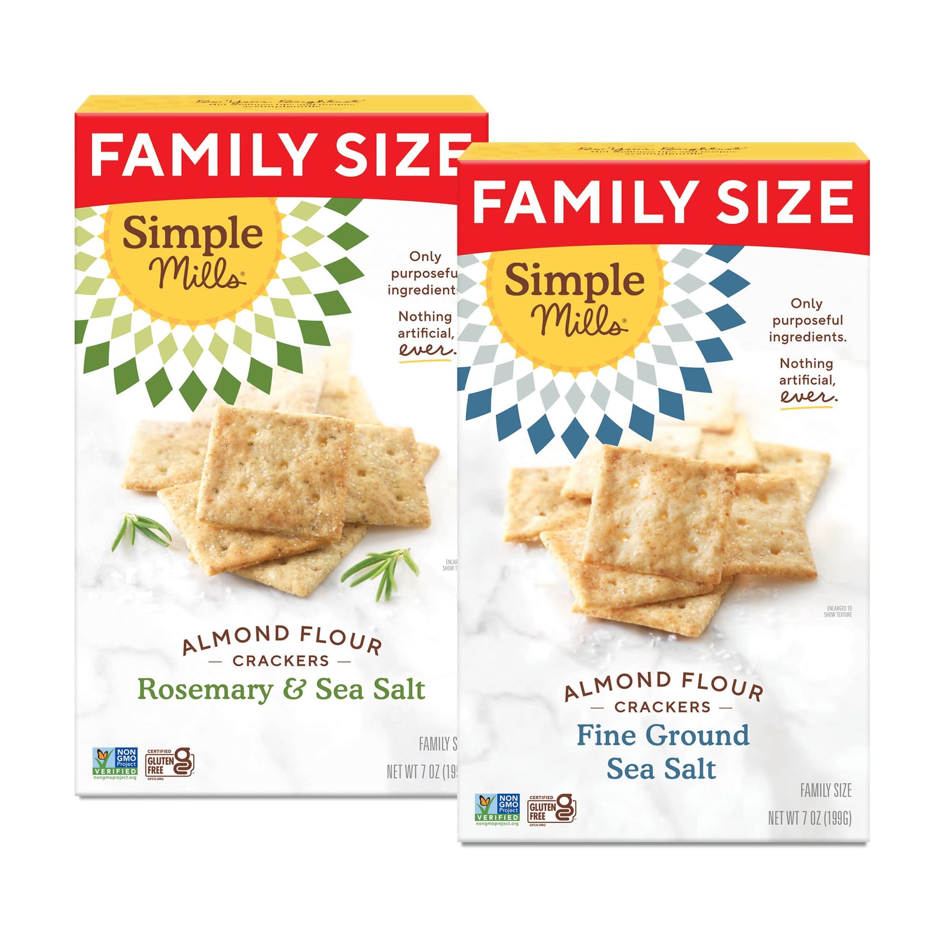 Simple Mills Almond Flour Crackers, Family Size Variety Pack (Fine Ground Sea Salt And Rosemary & Sea Salt) - Gluten Free, Vegan