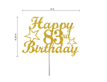83 Birthday Cake Topper Gold Glitter, Party Decoration Ideas, Premium Quality, Sturdy Doubled Sided Glitter, Acrylic Stick. Made