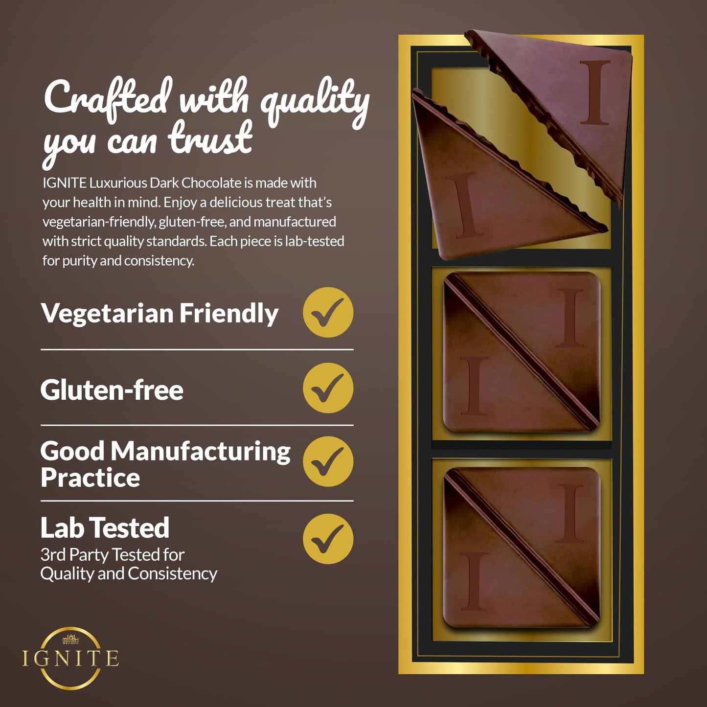 Ignite Dark Chocolate Bars - Premium 60% Cocoa Squares For Couples - Luxurious Dark Chocolate Crafted For Shared Moments, Specia
