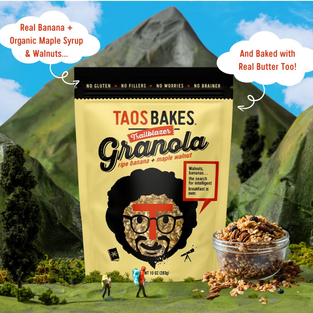 Taos Bakes - Ripe Banana & Maple Walnut Granola - Crunchy Granola Breakfast Snack - Gluten Free, No Gmos, No Fillers - 10 Oz (Pa