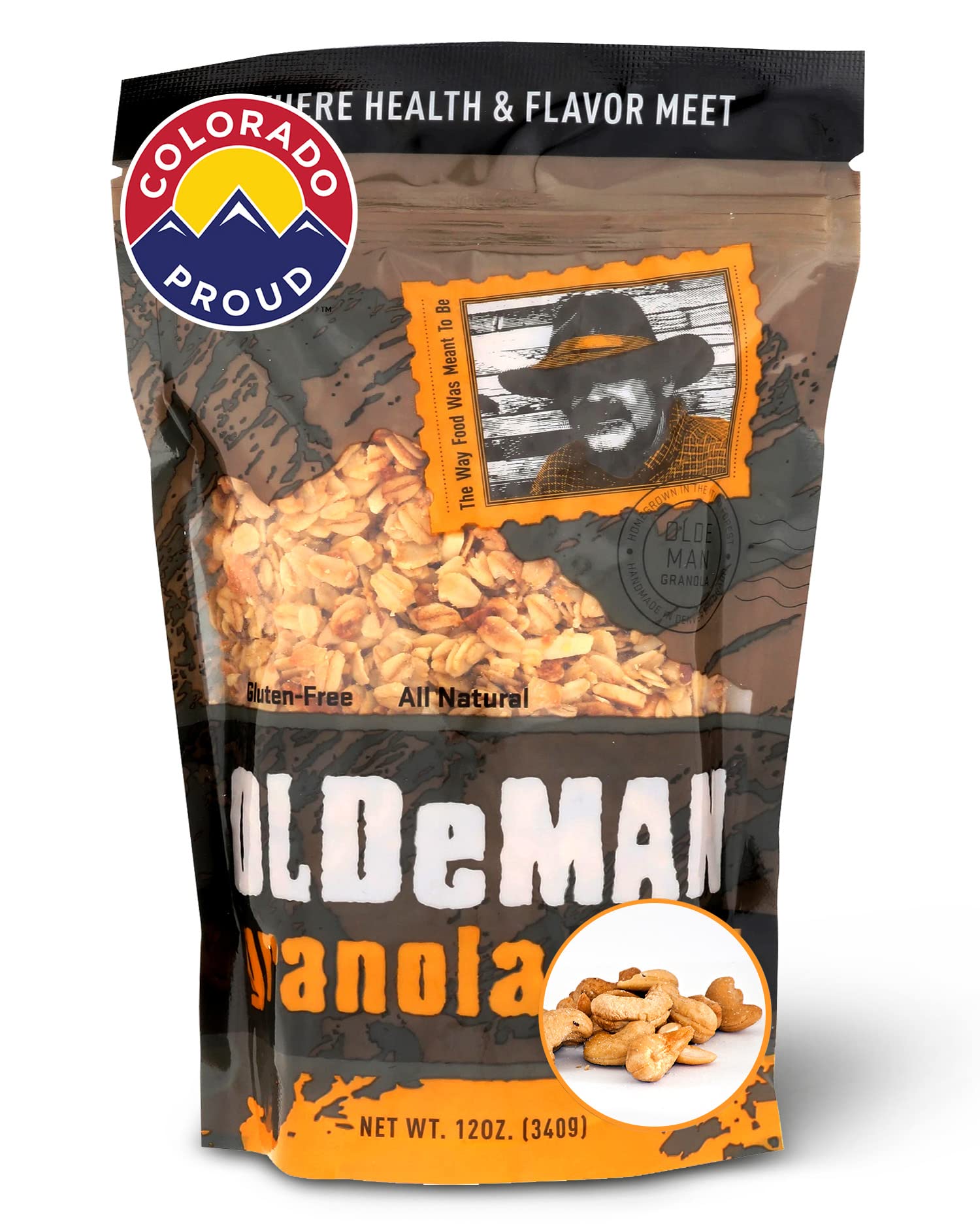 Olde Man Granola Gluten Free Granola Cereal - Non-GMO, Soft Whole Grain Oats - 12oz Pack