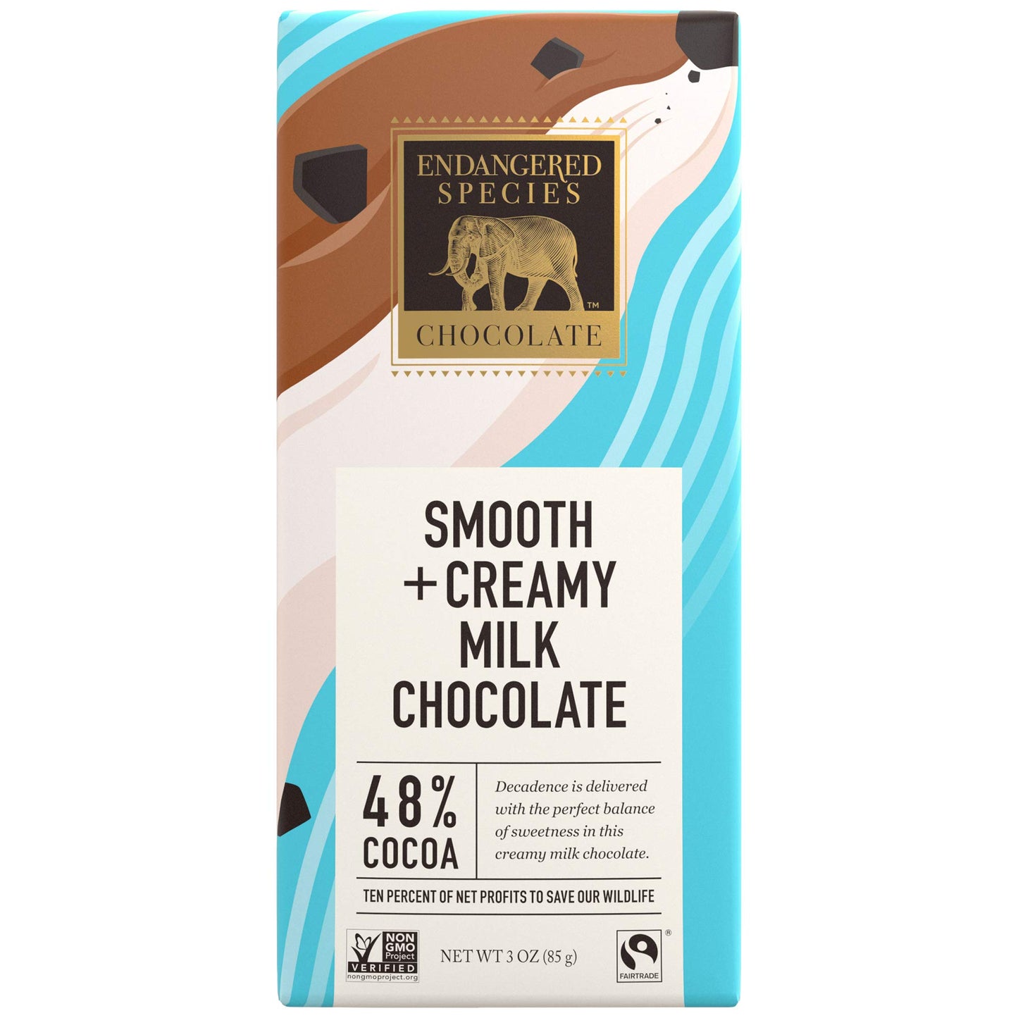 Endangered Species Chocolate Bars | Milk Chocolate | 48% Cocoa, Smooth And Creamy Sweetness | Gluten Free & No Artificial Sweeteners | 3 Ounce Bars (12 Pack)