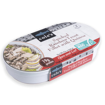 Coles Smoked Rainbow Trout Fillet with Quinoa - 5.6 oz Canned Meal, 19g Protein, High in Vitamin D, Ready to Eat