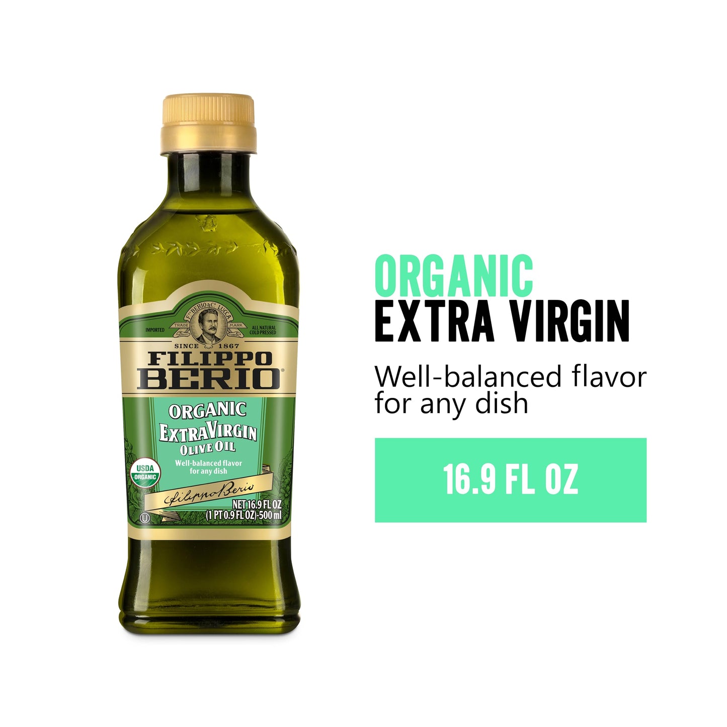 Filippo Berio Organic Extra Virgin Olive Oil, 16.9 Ounce Rpet Bottle