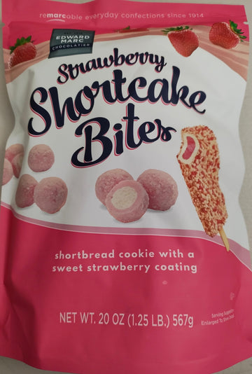 Strawberry Shortcake Bites, Shortbread Cookie With a Sweet Strawberry Creme, 20 Ounces, Resealable Bag