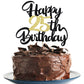 Klionjor 25th Birthday Cake Topper - Black Gold Glitter Cardboard Decoration