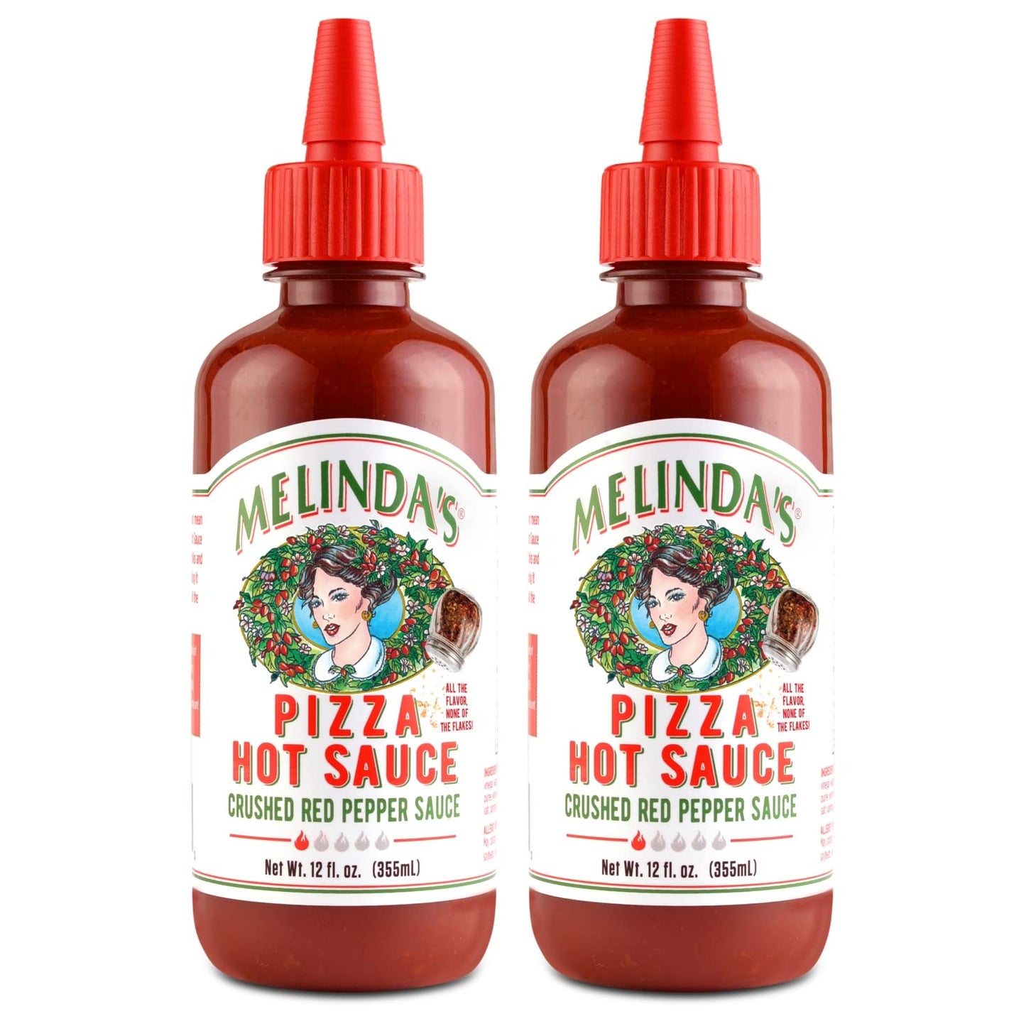 Melindas Pizza Hot Sauce - Crushed Red Pepper Sauce, Cayenne Peppers, Garlic, Tomatoes - 12 Fl Oz, 2 Pack