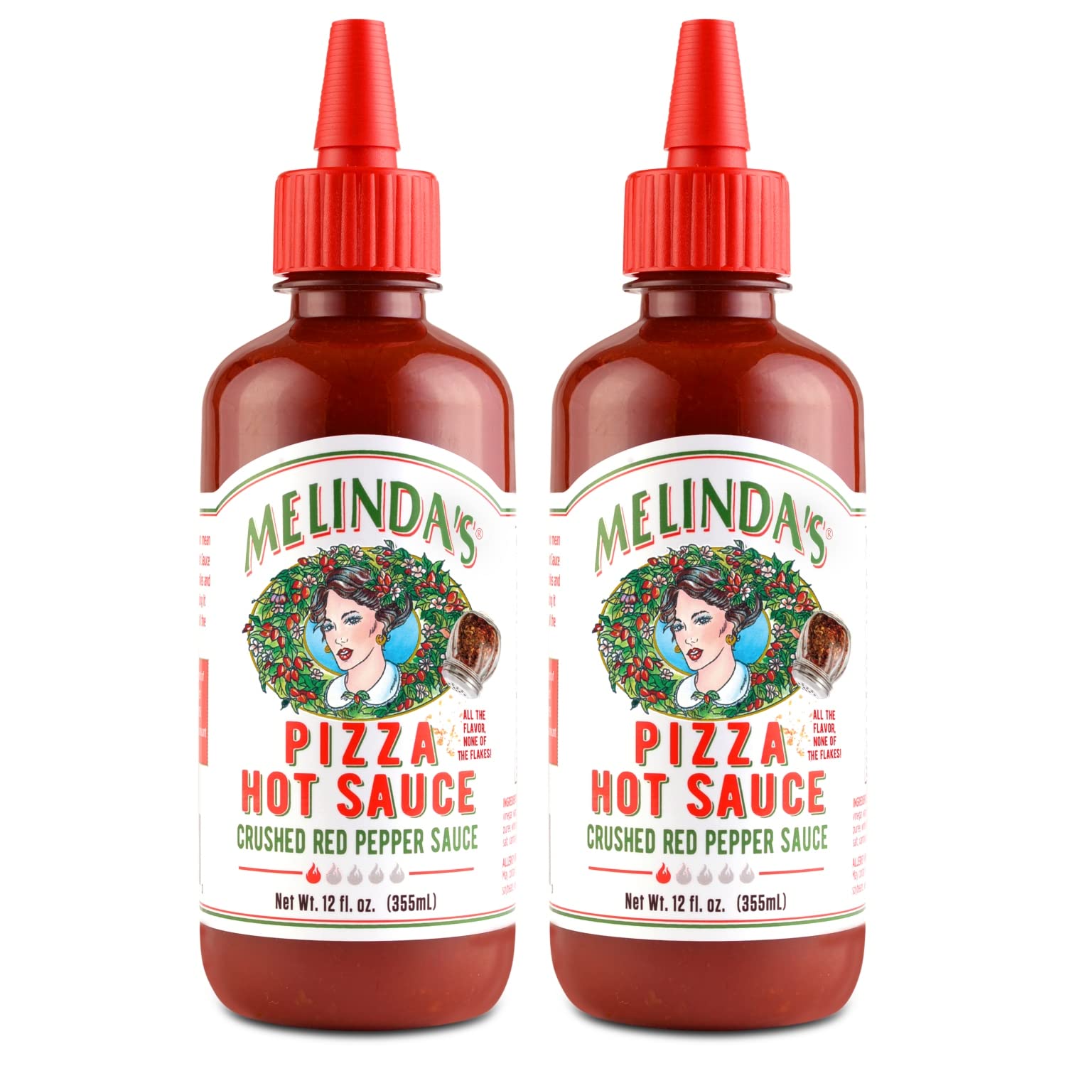 Melindas Pizza Hot Sauce - Crushed Red Pepper Sauce, Cayenne Peppers, Garlic, Tomatoes - 12 Fl Oz, 2 Pack