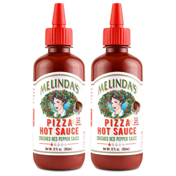 Melindas Pizza Hot Sauce - Crushed Red Pepper Sauce, Cayenne Peppers, Garlic, Tomatoes - 12 Fl Oz, 2 Pack