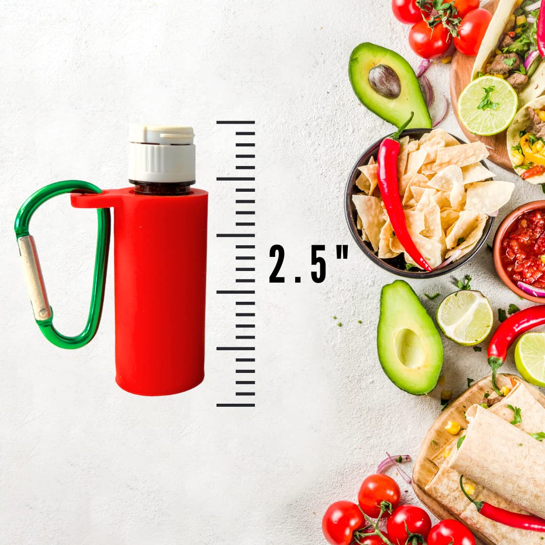 Dubbs Hardware Portable Tajín Seasoning Bottle - Chili-Lime Flavor Enhancer with Silicone Keychain Holder, 0.35oz (Pack of 3)