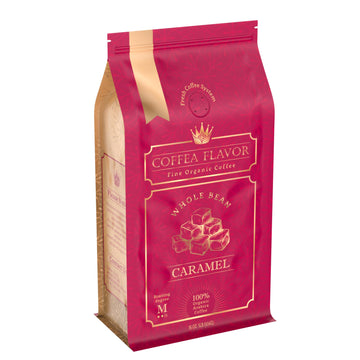 Caramel Flavored Whole Bean Coffee - Organic, Single Origin, Naturally Flavored, Medium Roast, 100% Arabica, Smooth and Sweet - 