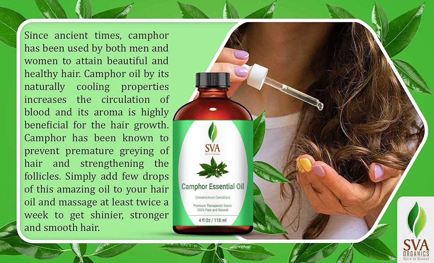 Sva Organics Camphor Essential Oil (118 Ml)- 100% Pure And Natural Therapeutic Grade Essential Oil | Perfect For Aromatherapy, R