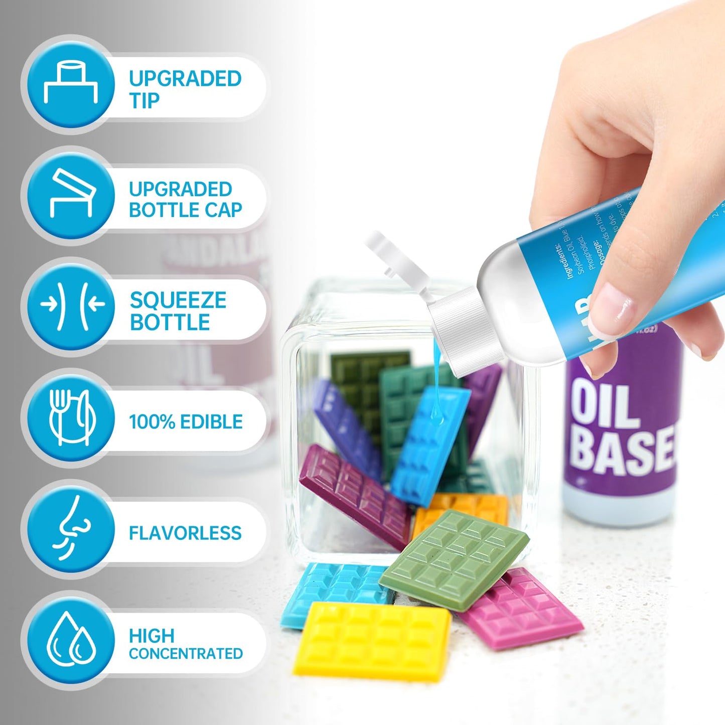 Blue Oil Based Food Coloring For Chocolate, Candy Melts, Donuts, Strawberries, Frosting, Cake, Professional Edible Dye For Bakin
