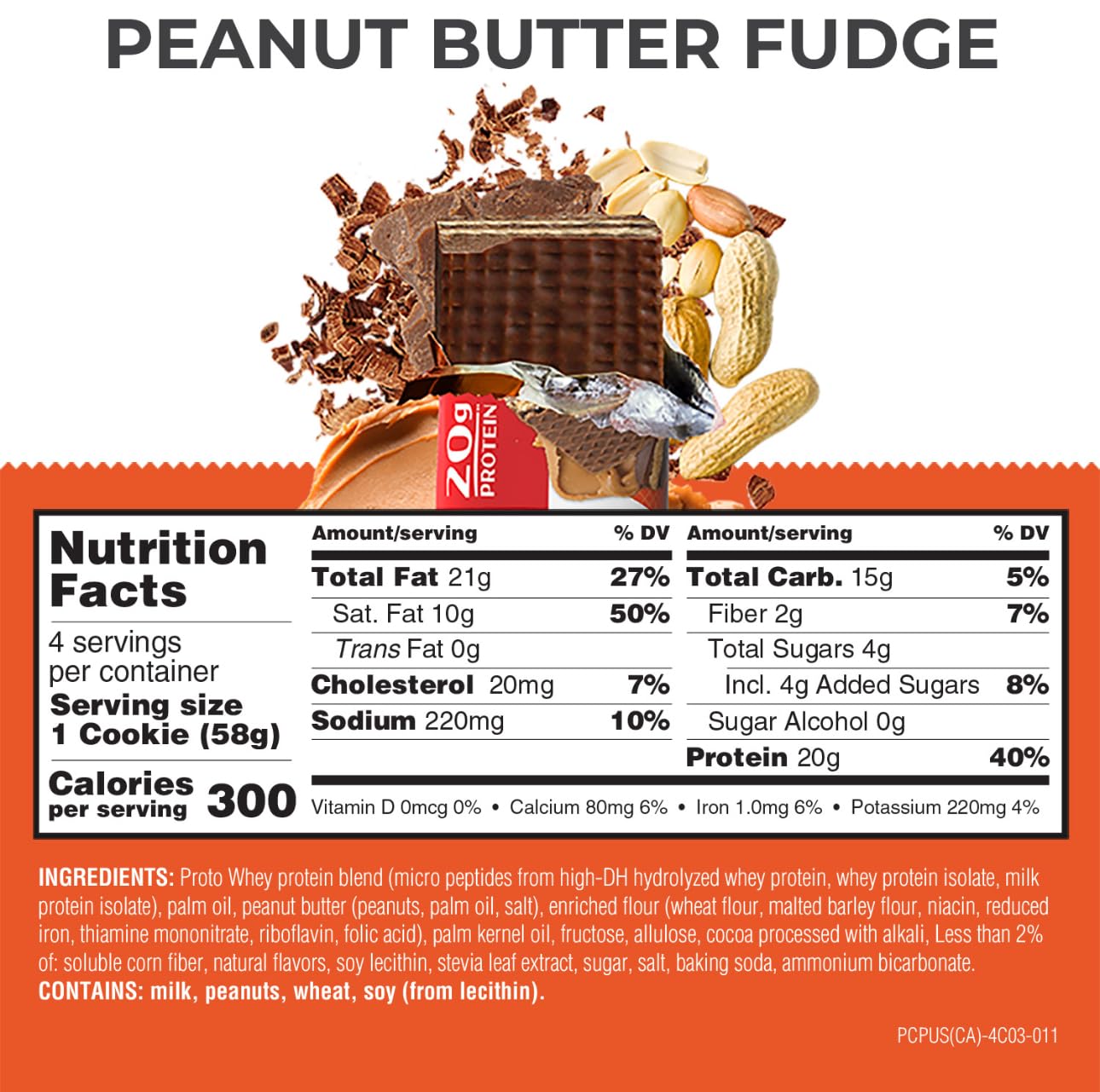 Power Crunch Pro Protein Wafer Bars, High Protein Snacks With Delicious Taste, Peanut Butter Fudge, 2.0 Ounce (4 Count)