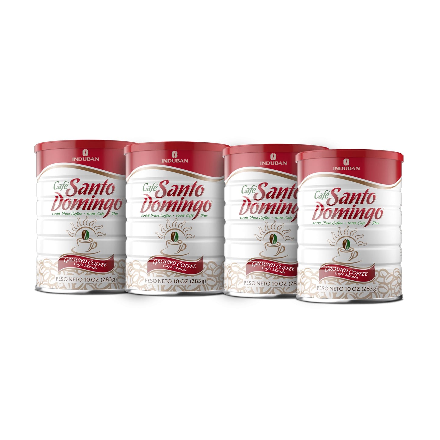 Café Santo Domingo Ground Coffee, Medium Roast, 10 oz Can, Pack of 4, Dominican Republic