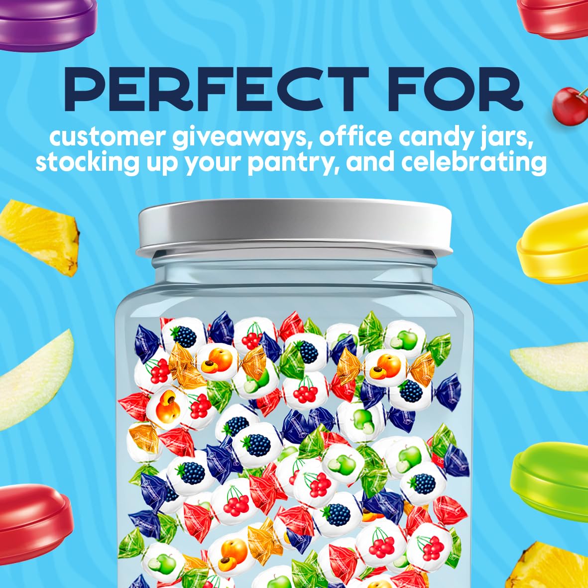 Colombina Delicate Fruit Drops  4 Assorted Fruit Candy Flavors  Individually Wrapped  Ideal for Easter  Halloween  and Christmas  2.2lbs (Pack of 1)