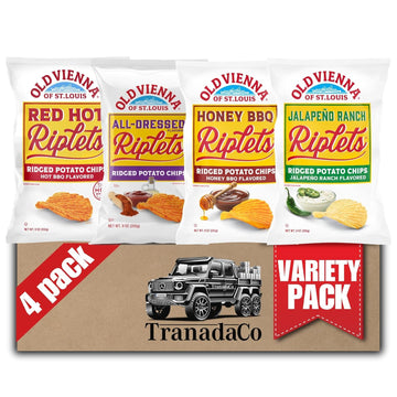 Old Vienna of St. Louis Ridged Potato Chips 9oz Bags Variety (4 Pack) Snack Box by TranadaCo