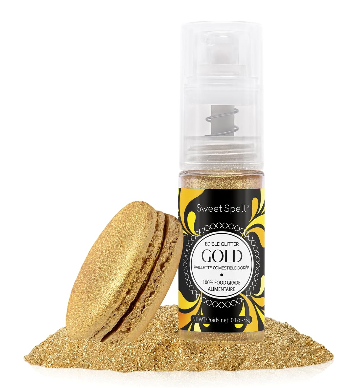 Sweet Spell Edible Cake Glitter Spray - Shimmering Magic For Cakes Decorating & Mixed Flavors - 100% Edible  Food-Grade  Vegan  Gluten-Free (Gold)