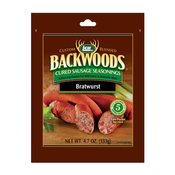 LEM Backwoods Bratwurst Sausage Seasoning - Cures Up to 25 lbs, 23.5 oz Packet, Model 9276