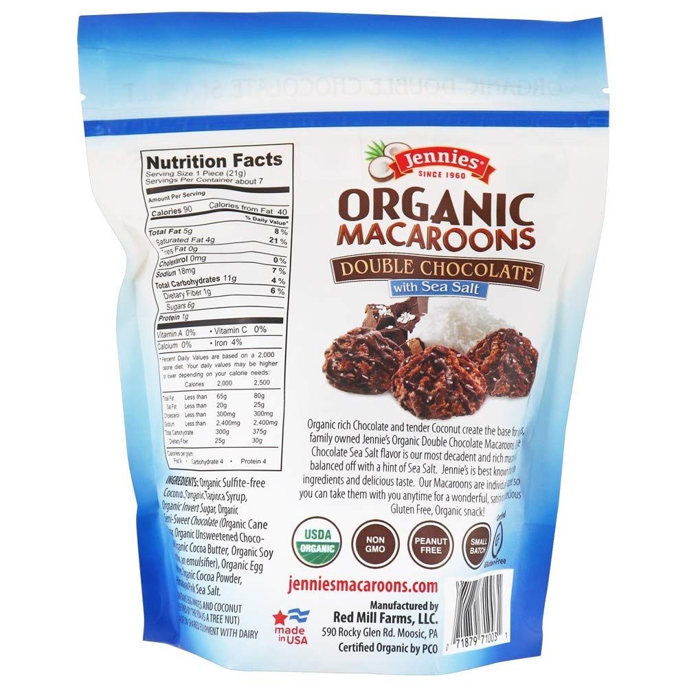 Jennies - Organic Macaroons Double Chocolate With Sea Salt - 5.25 Oz.