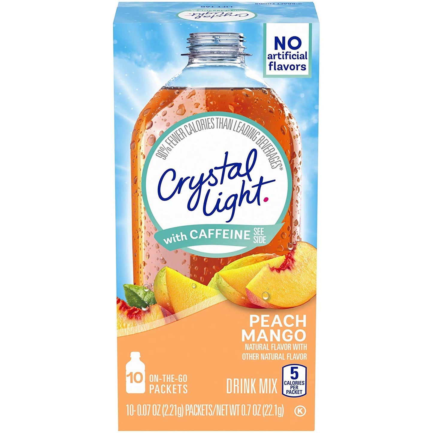 Crystal Light On The Go Peach Mango With Energy Blend Drink Mix  10-Packet Box (Pack Of 5)