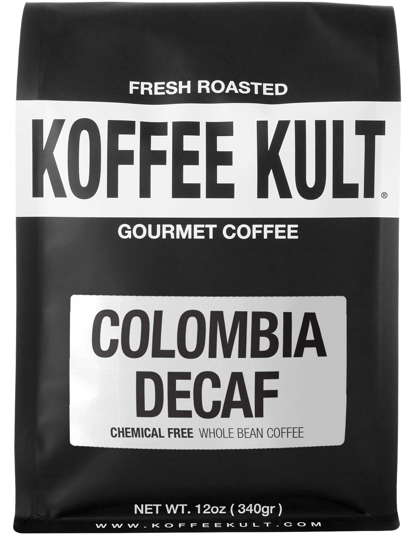 Koffee Kult Decaf Coffee Beans, Medium Roast, 100% Arabica, Swiss Water Process, Whole Bean, 12oz
