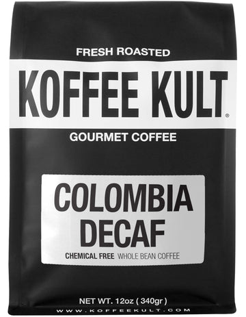Koffee Kult Decaf Coffee Beans, Medium Roast, 100% Arabica, Swiss Water Process, Whole Bean, 12oz