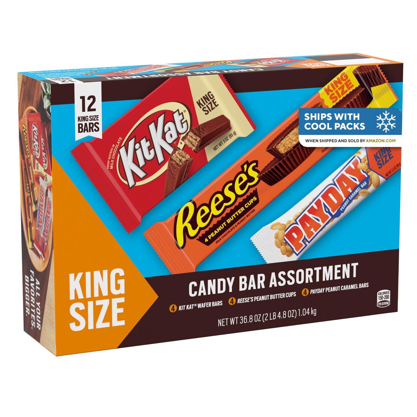 Kit Kat, Payday And Reese'S Assorted Flavored King Size, Candy Variety Box, 36.8 Oz