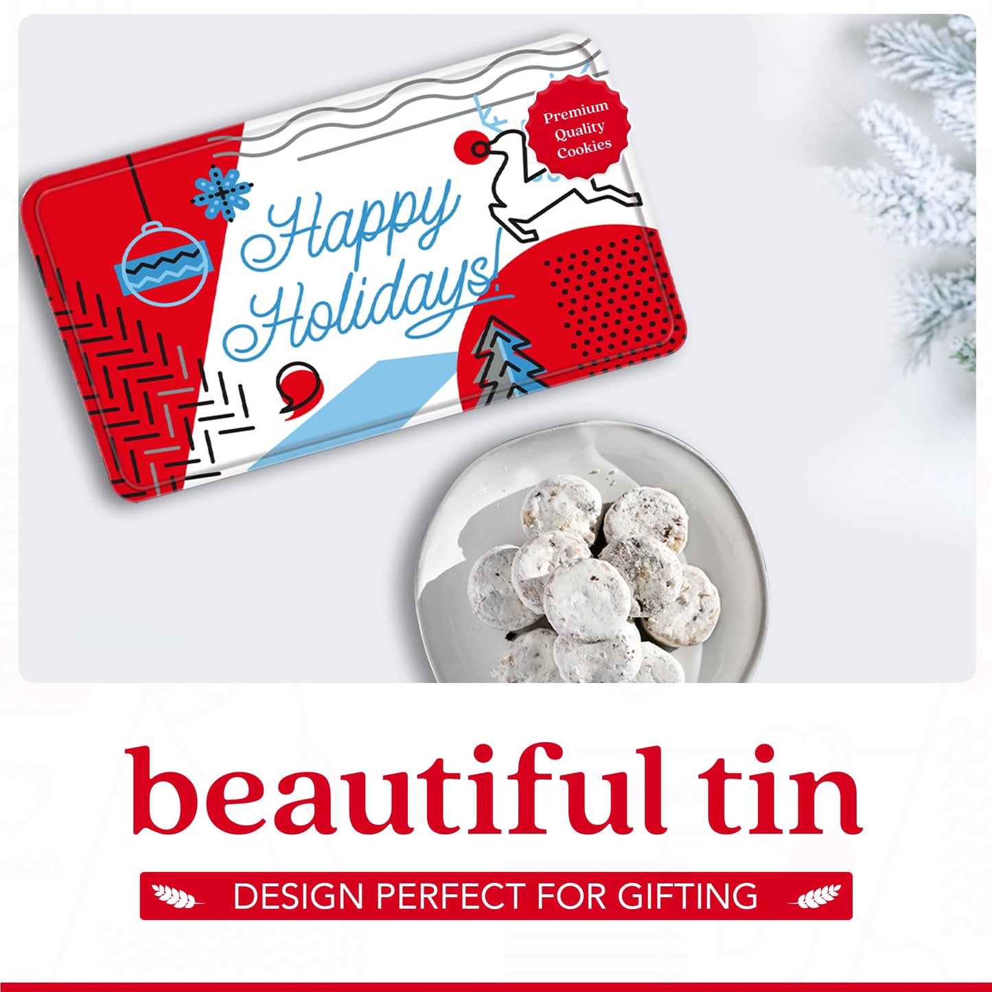 Davids Cookies Happy Holiday Butter Pecan Meltaway Cookies Gift Basket - Butter Cookies With Crunchy Pecans - Soft And Gourmet M