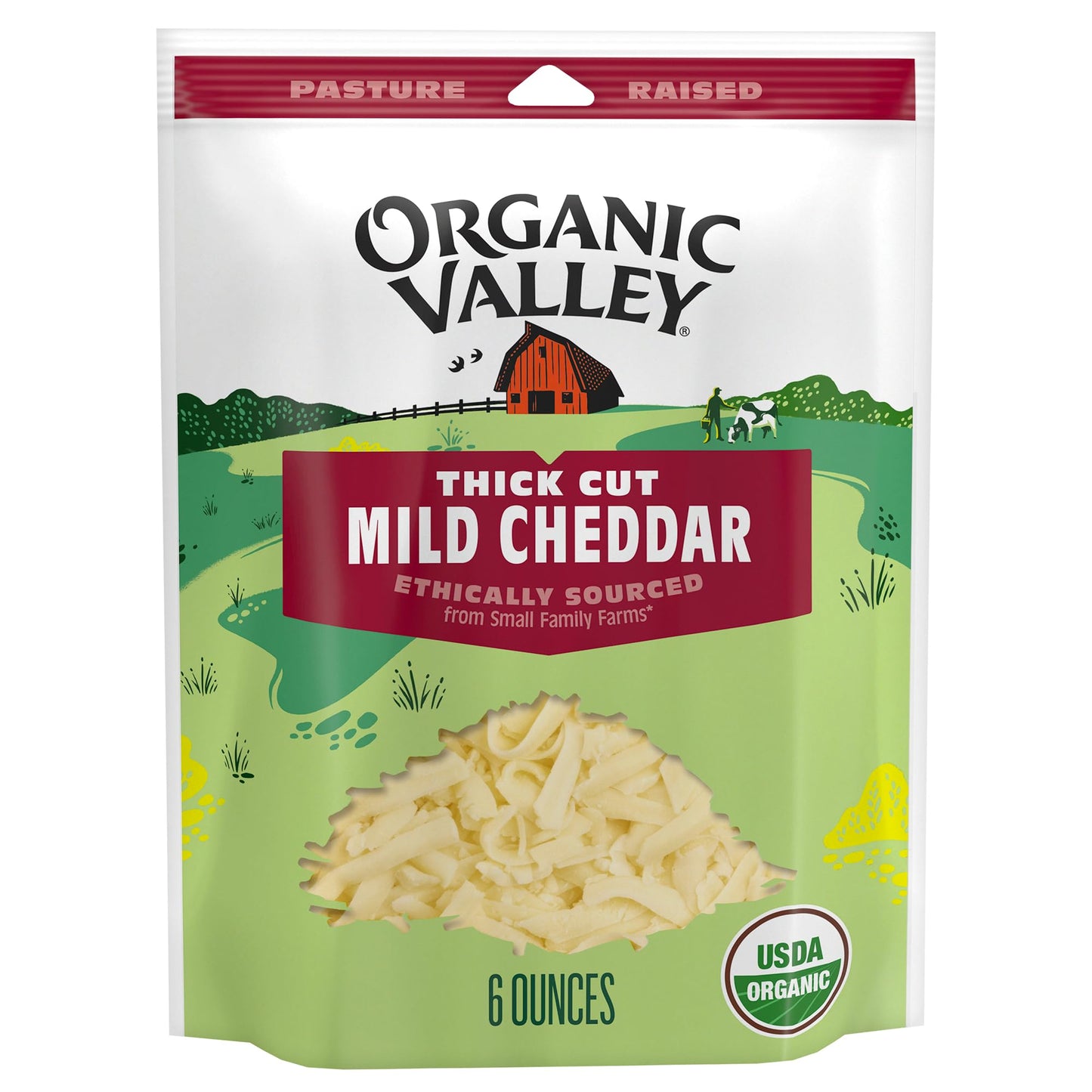 Organic Thick Cut Shredded Mild Cheddar Cheese - 6 oz Package