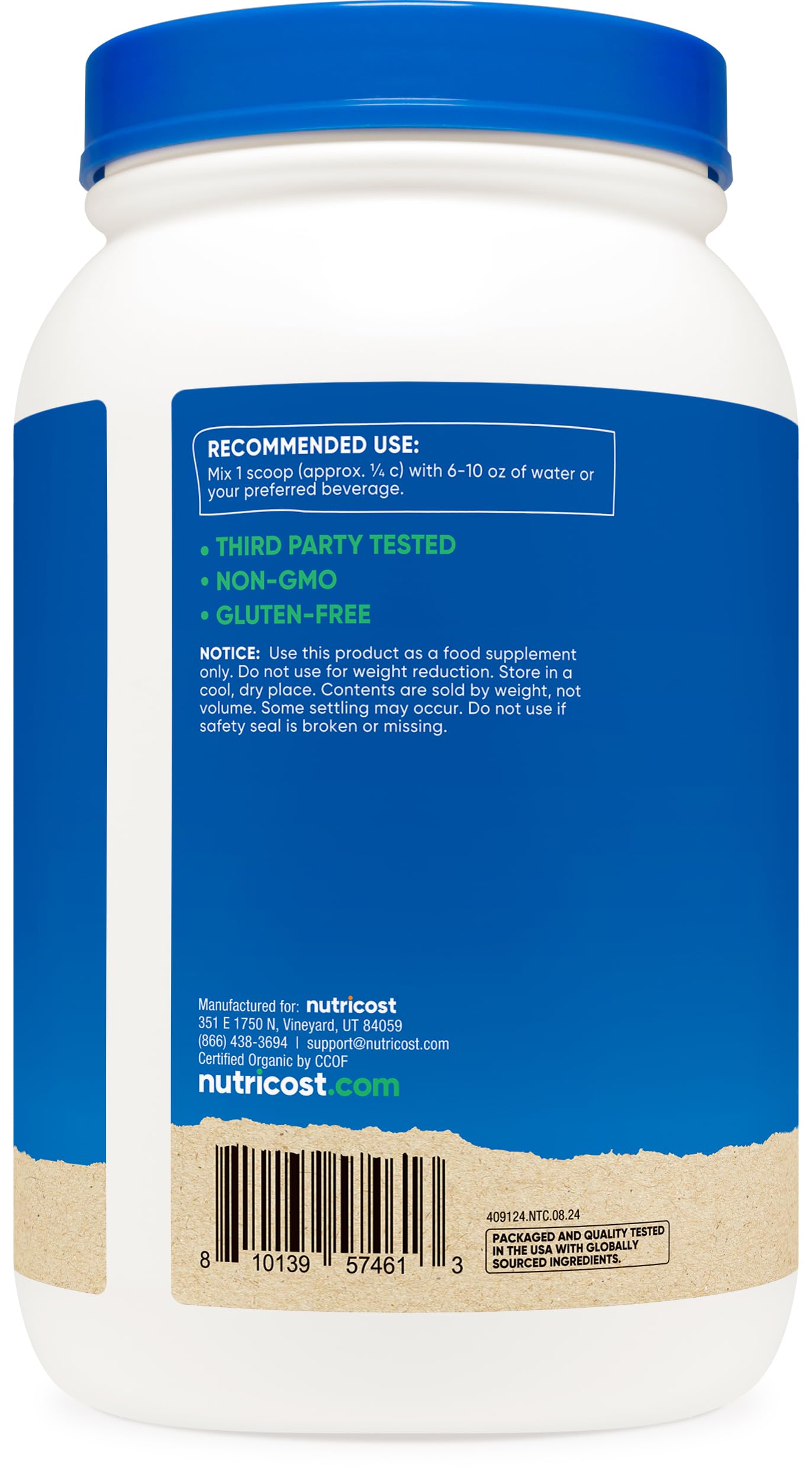 Nutricost Organic Vegan Meal Replacement Shake Powder - Chocolate Peanut Butter, 63 Ounce, USDA Organic, Gluten Free