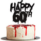 1 Pcs Halloween Theme Happy 60Th Birthday Cake Topper Glitter Cheers To 60 Years Bat Halloween Cake Pick For Halloween Happy 360