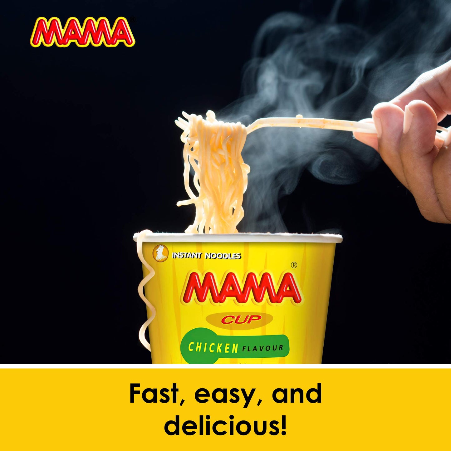 MAMA Noodles Chicken Instant Cup of Noodles with Delicious Thai Flavors, Hot And Spicy Noodles with Chicken Soup Base, No Trans